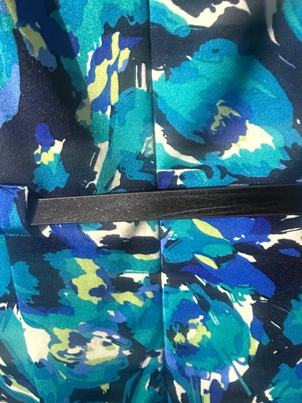 Shelby & Palmer Teal and Navy Abstract Tie-Waist Midi Dress - Picture 9 of 11